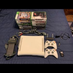 Xbox 360 w/ 30 games, 2 controllers, bluetooth mic
